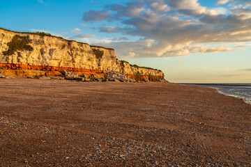 Evening light and clouds over the Hunstanton Cliffs in Norfolk, England, UK