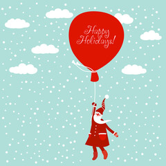 Funny Santa Claus with huge red bag with presents
