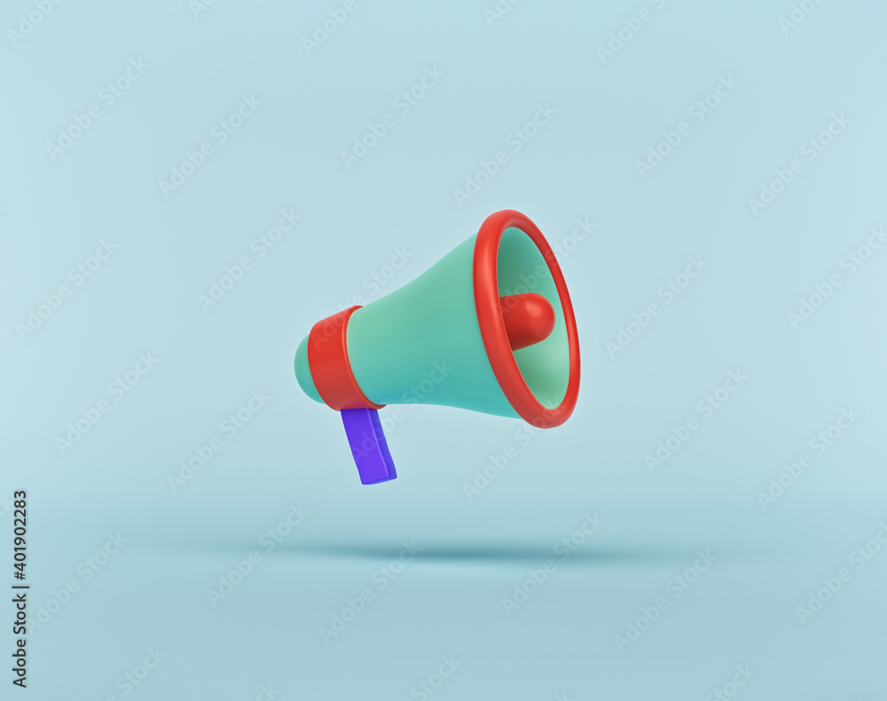 Poster simple megaphone isolated icon. 3d rendering