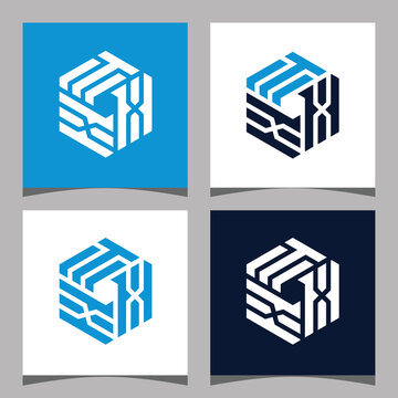 Creative initial letter TXX hexagon logo design concept vector