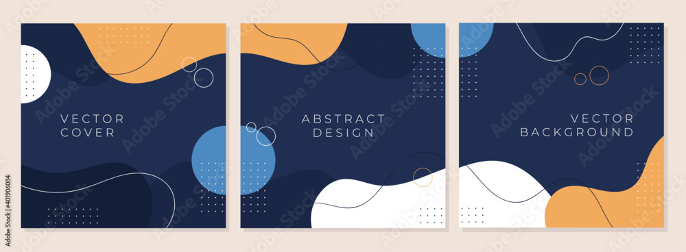 Poster vector set of abstract creative background with minimal trendy style.