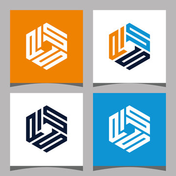 Creative initial letter LSS hexagon logo design concept vector