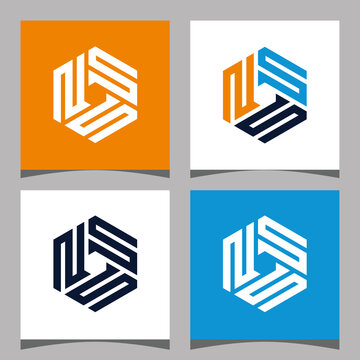 Creative initial letter NSS hexagon logo design concept vector