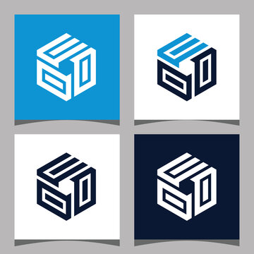 Creative initial letter UOO hexagon logo design concept vector