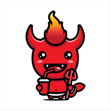  cute fire devil character vector design