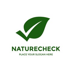 Nature check vector logo template. This design use leaf symbol. Suitable for environment.