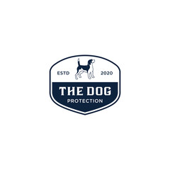 The dog animal protection badge logo design