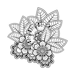 Mehndi flower for henna, mehndi, tattoo, decoration. decorative ornament in ethnic oriental style. doodle ornament. outline hand draw illustration. coloring book page.