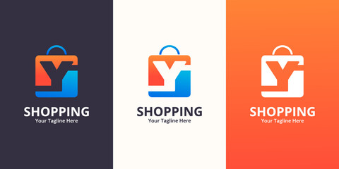 Initial  Y Shop Logo designs Template. Illustration vector graphic of  letter and shop bag combination logo design concept. Perfect for Ecommerce,sale, discount or store web element. Company emblem