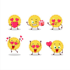 Bright sun cartoon character with love cute emoticon