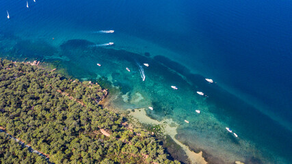 A wonderful photo of the boats sailing softly in the Marmara Sea on a beautiful and peaceful day.