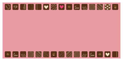Valentine's day concept. Decorative chocolates illustration.
set of Chocolates icons. Chocolate icons design for banner, web, frame, background and wallpaper. バレンタインチョコイラスト、バレンタイン背景イラスト、チョコレートイラストデザイン