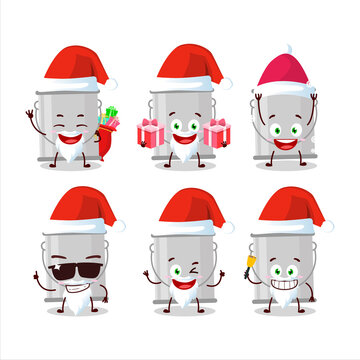 Santa Claus emoticons with grey paint bucket cartoon character