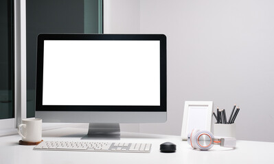Blank screen monitor for graphic display montage.
