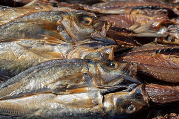 Dried salted fish in the sun