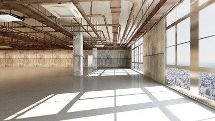 3d rendering of empty space in a building