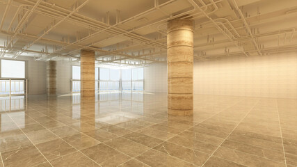 3d rendering of empty space in a building