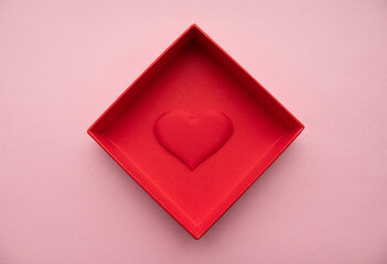 Valentines day red heart . Holidays card with copy space.