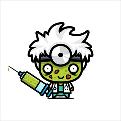 vector design of a doctor character to be a cute zombie