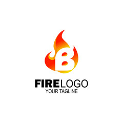 initial Letter B fire logo design. fire company logos, oil companies, mining companies, fire logos, marketing, corporate business logos. icon. vector