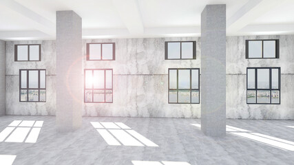 Fototapeta na wymiar 3d rendering of empty space in a building