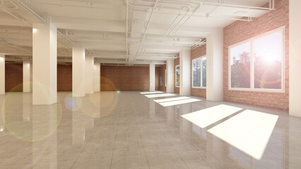 Fototapeta na wymiar 3d rendering of empty space in a building