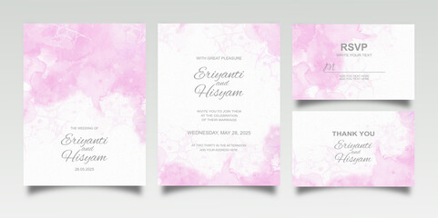 Fototapeta premium Watercolor wedding invitation card set