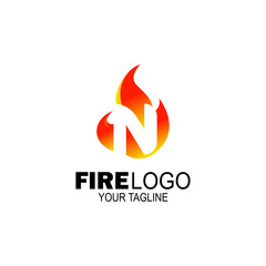 initial Letter N fire logo design. fire company logos, oil companies, mining companies, fire logos, marketing, corporate business logos. icon. vector