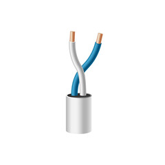 Electric power cable with two wires realistic vector illustration isolated.