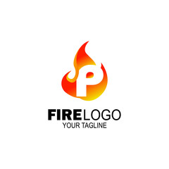 initial Letter P fire logo design. fire company logos, oil companies, mining companies, fire logos, marketing, corporate business logos. icon. vector