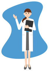 説明する女性のベクターイラスト