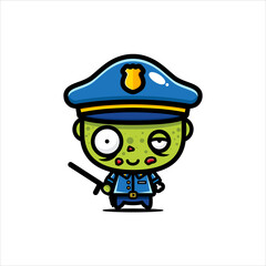 cute zombie character vector design to become a cop
