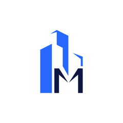 Letter M Building Logo, Real Estate, Contructions.