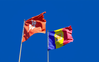 Flags of Hong Kong HK and Andorra.