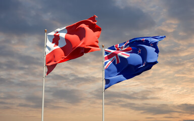 Flags of Tonga and New Zealand.