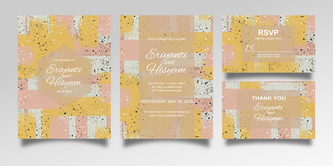 Watercolor wedding invitation card set