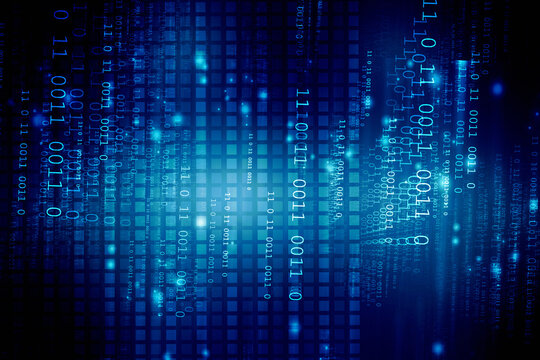 2d illustration abstract digital binary data on computer screen
