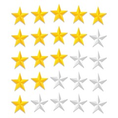 Set of star rating review icon, from five star to one star. Illustration vector