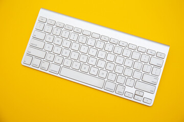 Top view of wireless keyboard isolated on white 