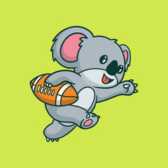 cartoon animal design koala playing football cute mascot logo