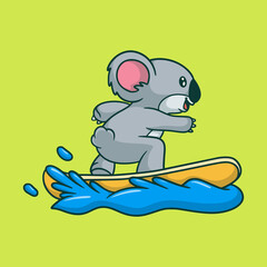cartoon animal design koala surfing cute mascot logo