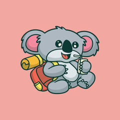 cartoon animal design koala climbing cute mascot logo