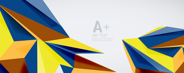 Vector triangle geometric backgrounds. Low poly 3d shape on light backdrop. Vector illustration for covers, banners, flyers and posters and other designs