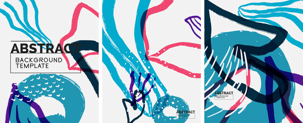 Obraz premium Social media abstract backgrounds. Abstract hand drawn doodles. Vector illustration for covers, banners, flyers