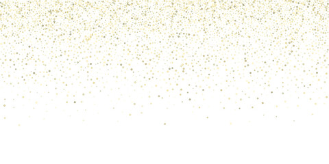 Gold Glitter Stars. Luxury Shiny Confetti. Scattered little sparkle. Flash glow silver element. Random magic tiny light. Stellar fall white background. New Year, Christmas Vector illustration.