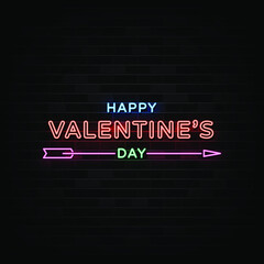 Happy Valentine's Day Neon Signs Vector. Design Template Neon Style