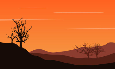 Amazing twilight scenery in flat land at sunset. City vector