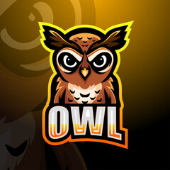 Owl mascot esport logo design