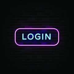 Login Neon Signs Vector. Design Template Neon Style