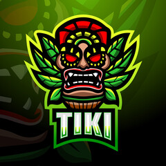 Tiki mask mascot esport logo design